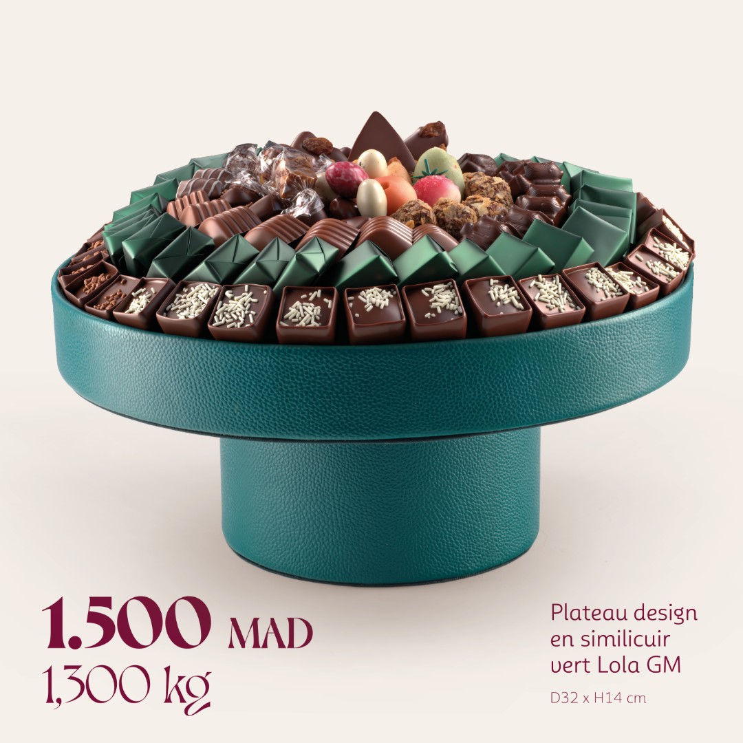 Plateau design en similicuir vert Lola